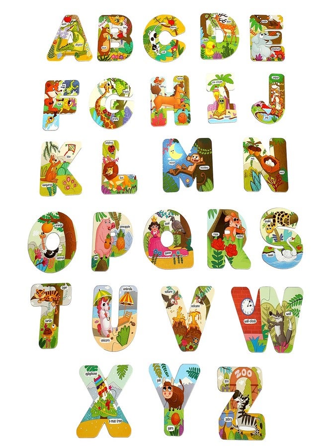 THE BOOK TREE لعبة أحجية الأبجدية التعليمية من ذا بوك تري - مجموعة أحجية تعليمية مكونة من 52 قطعة، قطع متشابكة ملونة برسومات حيوانات للأطفال في مرحلة ما قبل المدرسة، من عمر سنتين فما فوق، لعبة تنمية من ماجستيك بوك كلوب، للأطفال - Image 3